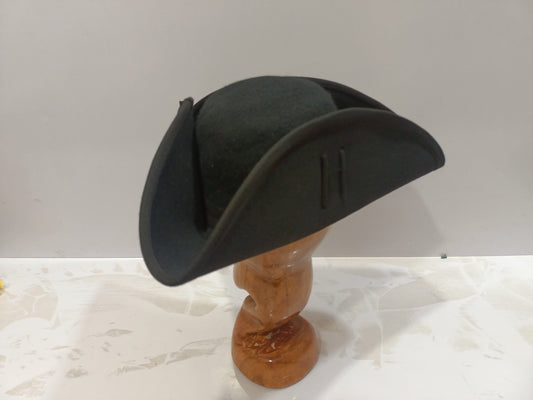 Edged Black Tricorn Pirate Hat Soft Felt Hat