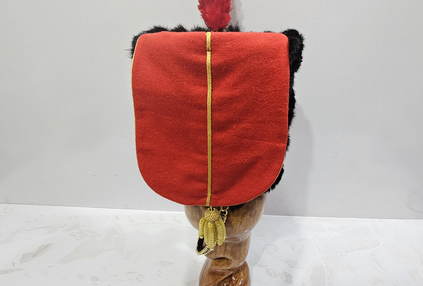 Reproduction British 11th Hussars Busby with Cap Line – Faux Rabbit Fur, Animal Friendly