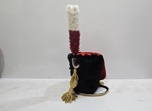 British 11th Hussars Busby with red and white hackle