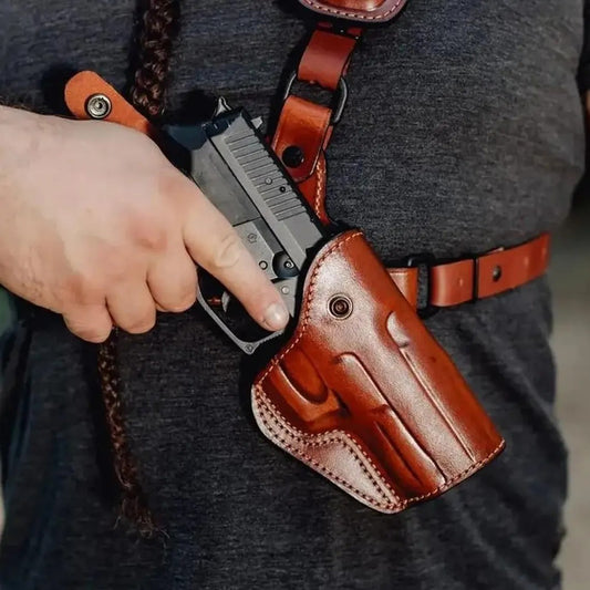 Leather Chest Holster for Walther Models with Mag Pouch in Alaskan Style.