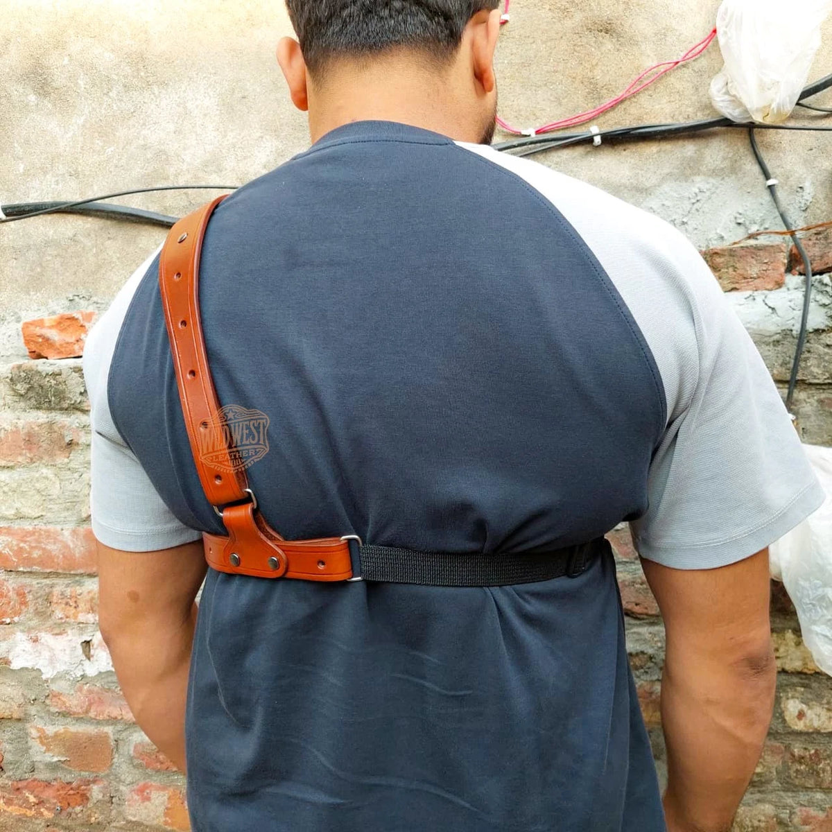 Leather Chest Revolver Holster for Chiappa Rhino 40DS/60DS with Bullet Loops.