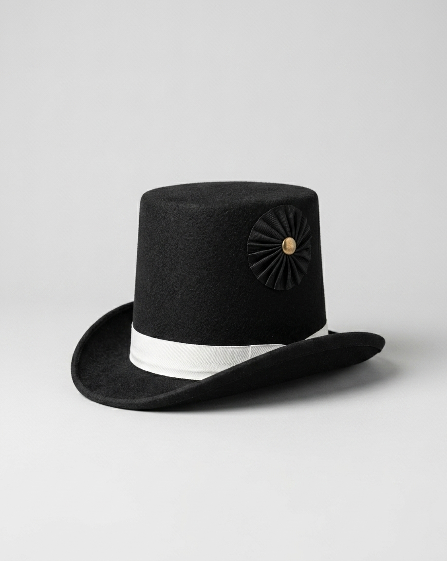 18th Century Historical Black Wide Brim Fedora Stovepipe Top Hat – Civil War & Regency Military Replica