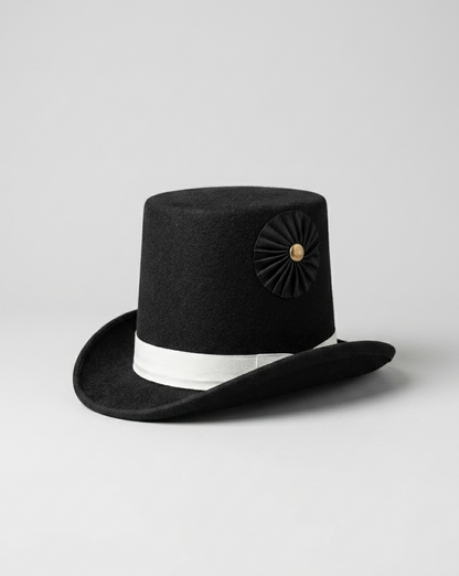 18th Century Historical Black Wide Brim Fedora Stovepipe Top Hat – Civil War & Regency Military Replica