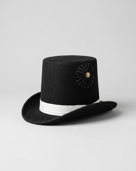 18th Century Historical Black Wide Brim Fedora Stovepipe Top Hat – Civil War & Regency Military Replica