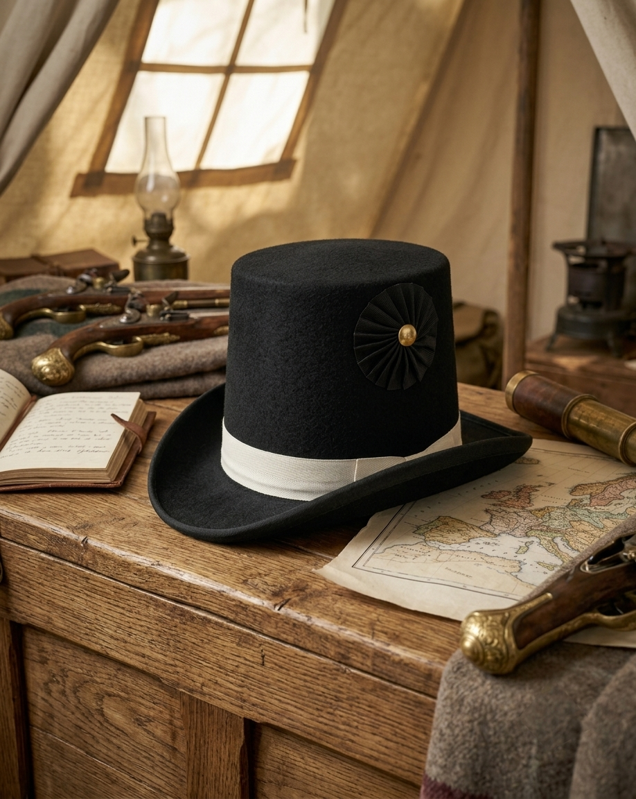 18th Century Historical Black Wide Brim Fedora Stovepipe Top Hat – Civil War & Regency Military Replica