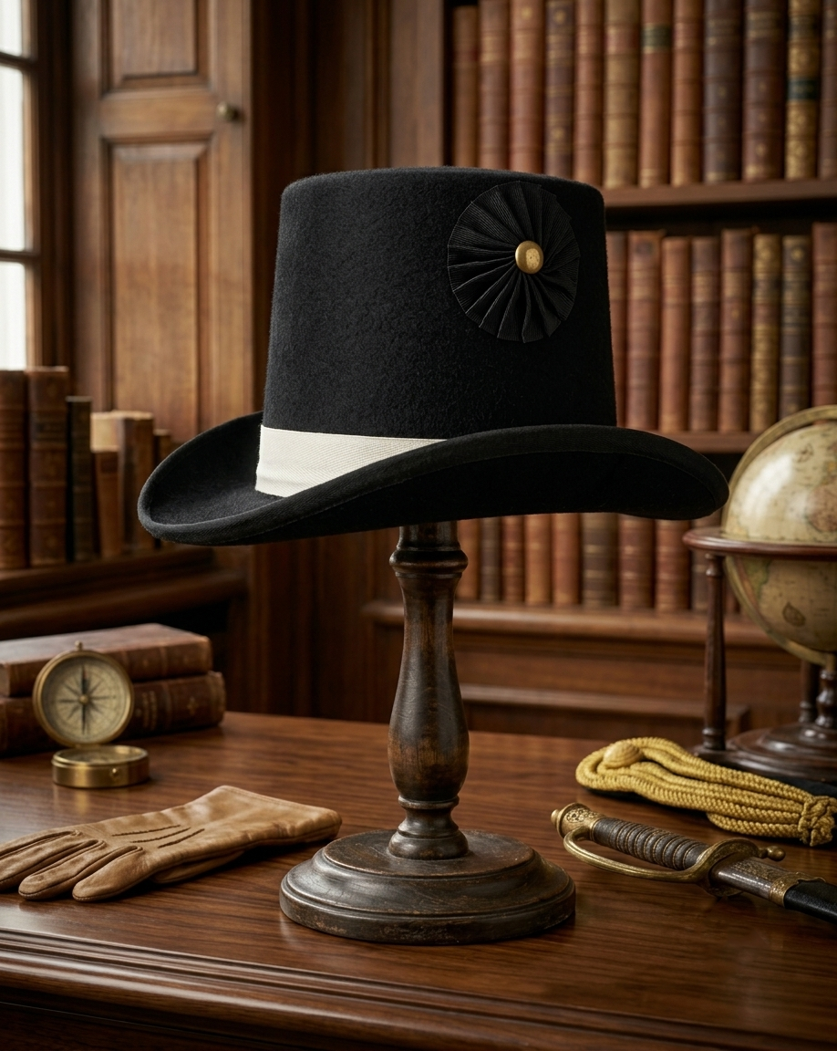 18th Century Historical Black Wide Brim Fedora Stovepipe Top Hat – Civil War & Regency Military Replica