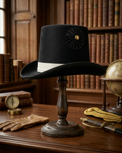 18th Century Historical Black Wide Brim Fedora Stovepipe Top Hat – Civil War & Regency Military Replica