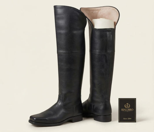 Handcrafted Napoleonic Era Long Military Boots | 19th Century European Officer Cavalry High Boots