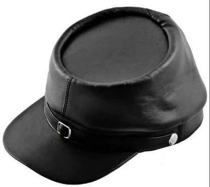 American Civil War Leather Kepi Cap Replica History Confederate Militaria