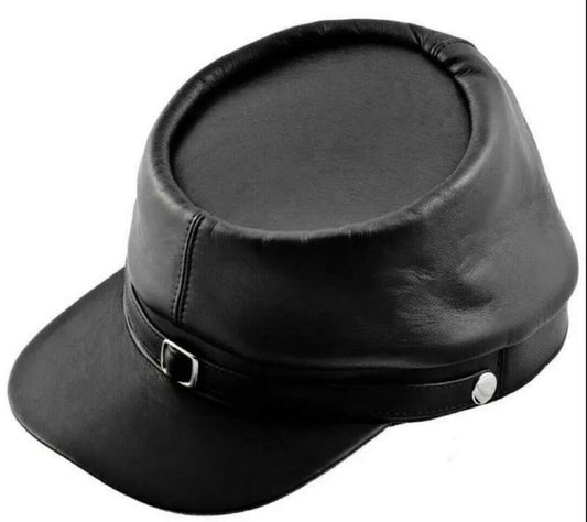 American Civil War Leather Kepi Cap Replica History Confederate Militaria