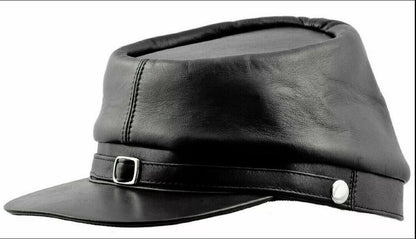 American Civil War Leather Kepi Cap Replica History Confederate Militaria