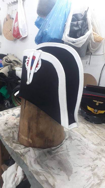 Bicorne Hat: Gendarme Cocked Hat with Silver Trim