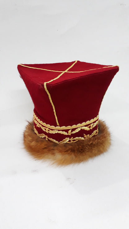 French Napoleonic Hat – Confederacy Headwear for Senior Hussar Officer, Faux Fur Replica