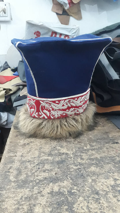French Napoleonic Hussar Officer Hat – Senior Cavalry Headwear Replica with Faux Fur, Animal Friendly