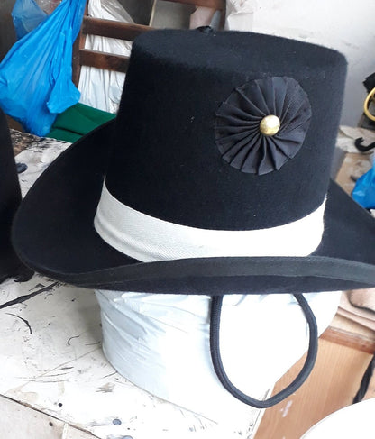 18th Century Historical Black Wide Brim Fedora Stovepipe Top Hat – Civil War & Regency Military Replica