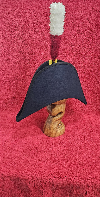 Bicorne with black Trim - Italian Cocked Hat - Red White green Cockade