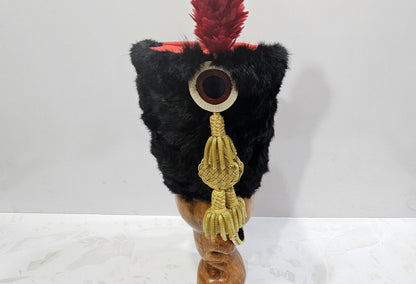 Reproduction British 11th Hussars Busby with Cap Line – Faux Rabbit Fur, Animal Friendly