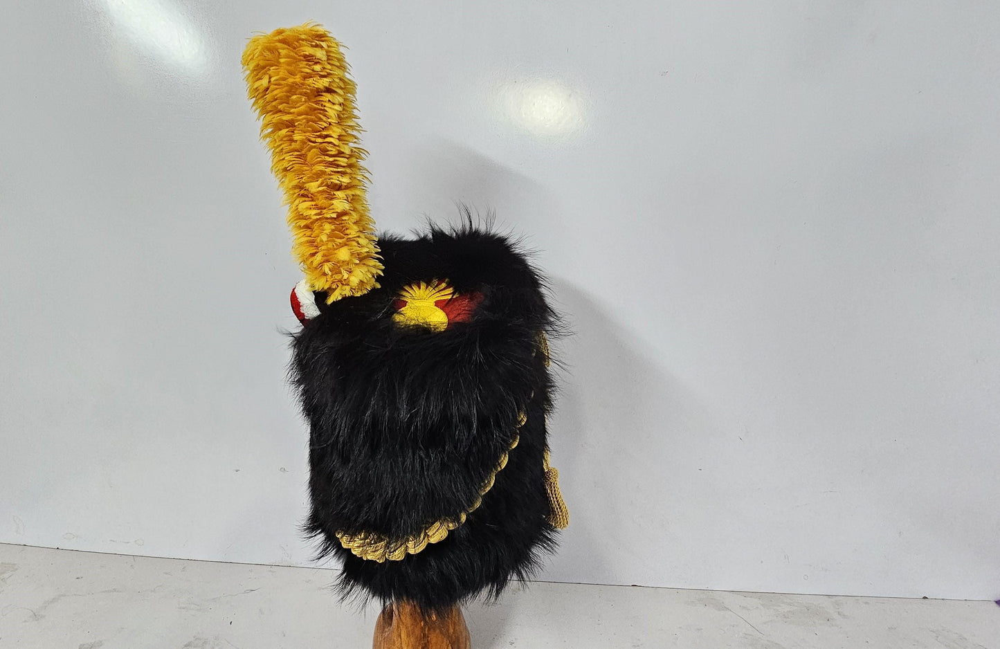 Napoleonic French Imperial Guard Shako Hat: Black Bear Skin, Gold Eagle