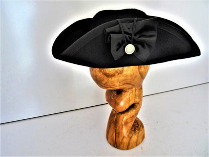 Authentically Recreated Wool Felt Revolutionary War Felt Cocked or Tricorn Hat