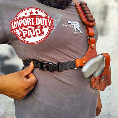 Leather Chest Revolver Holster for Kimber K6S 3" with Bullet Loops.