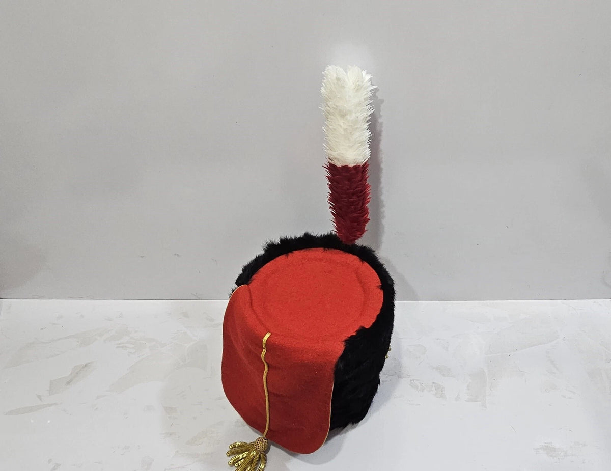 British 11th Hussars Busby with red and white hackle