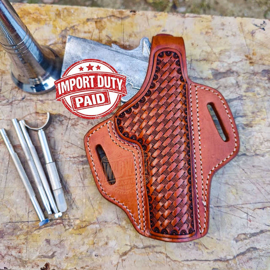 Handmade Custom Leather Western Holster for CZ Models in Basketweave