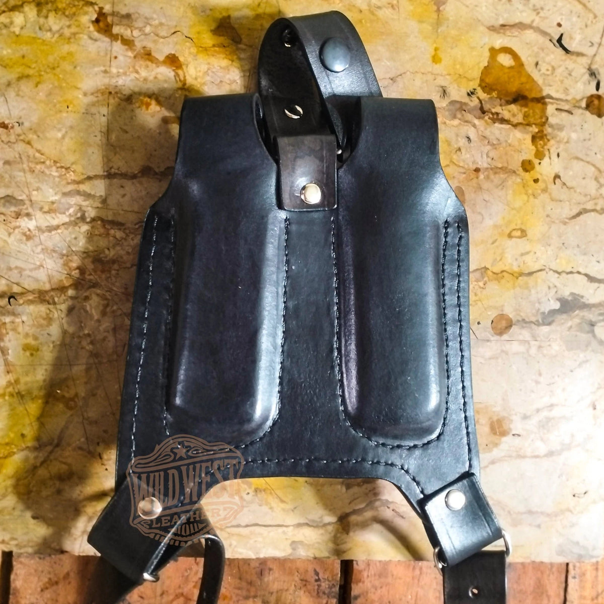 Leather Horizontal OWB Shoulder Holster for Springfield Models with Mag Holder