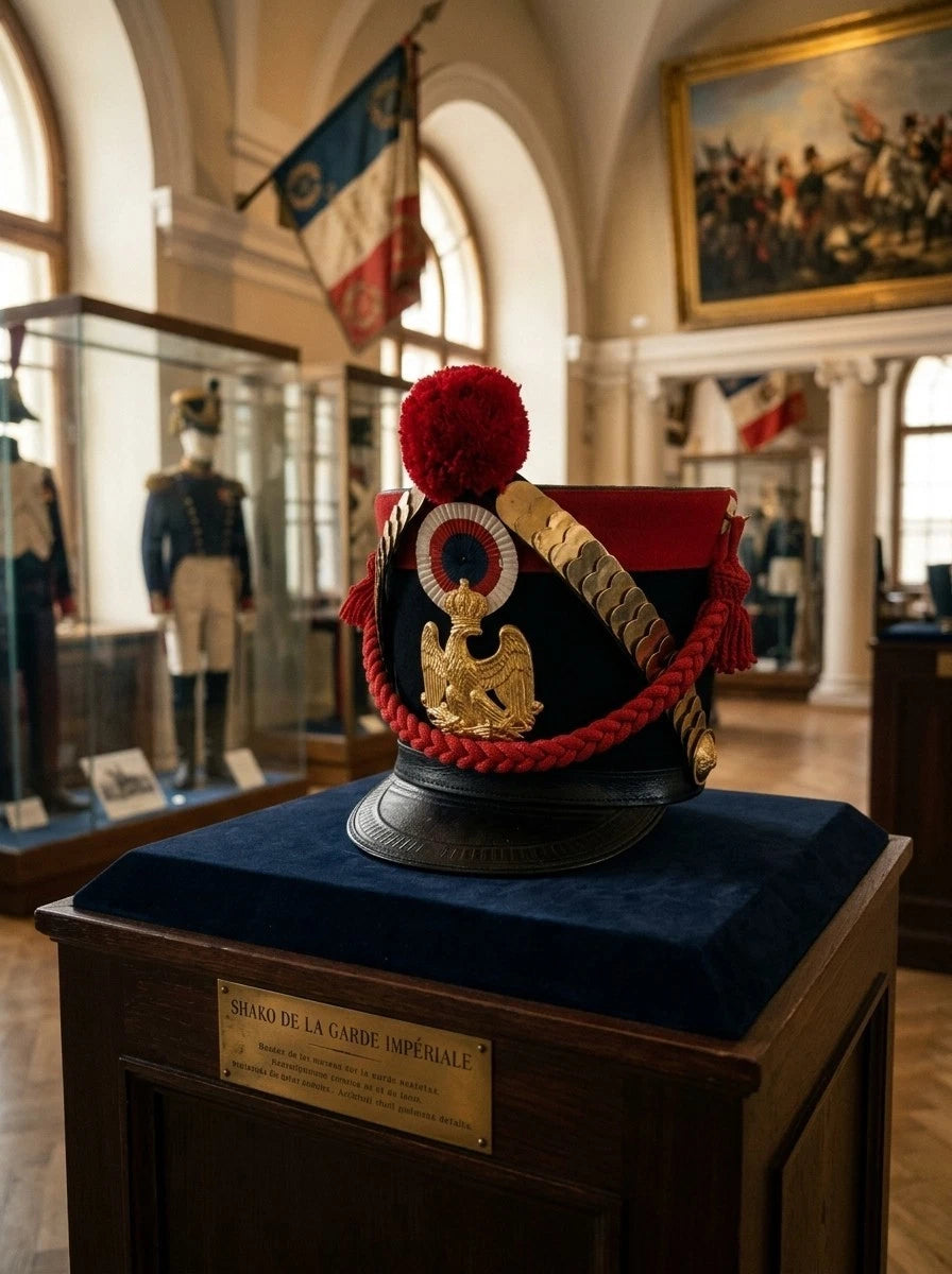 Custom French Napoleonic Shako Hat Red Pom Pom Brass Eagle Reenactment Repro