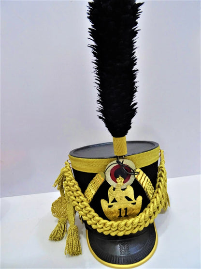 Handcrafted Historical 11th Regiment Military Shako Hat with Tall Plume