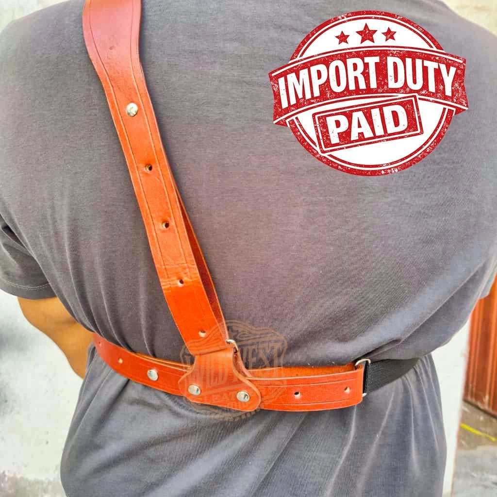 Leather Chest Revolver Holster for Ruger GP100 with Bullet Loops.
