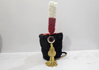 British 11th Hussars Busby with red and white hackle