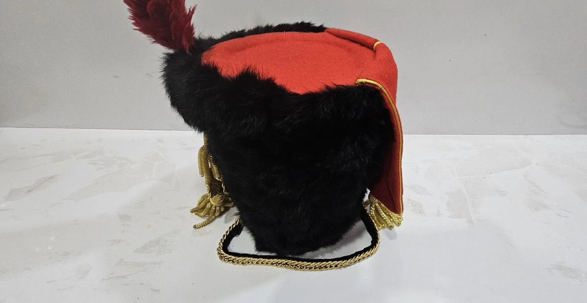 British 11th Hussars Busby with red and white hackle