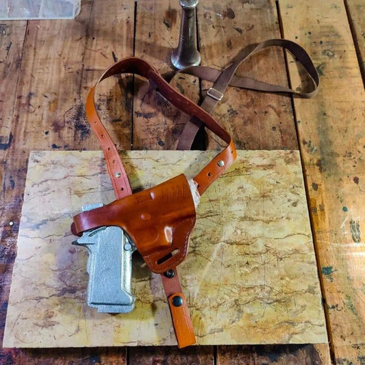 Leather Horizontal OWB Shoulder Holster for Sig Sauer P320 X-Five Legion.