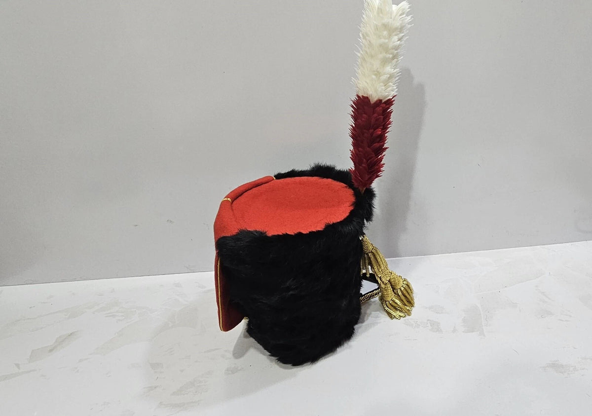 British 11th Hussars Busby with red and white hackle