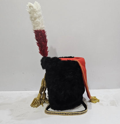 British 11th Hussars Busby with red and white hackle