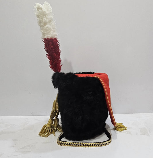 British 11th Hussars Busby with red and white hackle