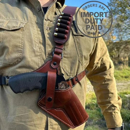 Leather Chest Revolver Holster for Colt Single Action Army with Bullet Loops.