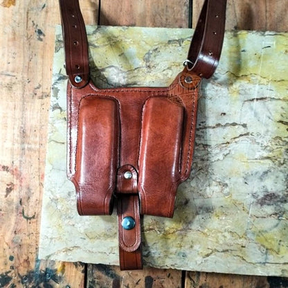 Leather Vertical Roto Shoulder Holster for Kimber Models with Mag Holder.